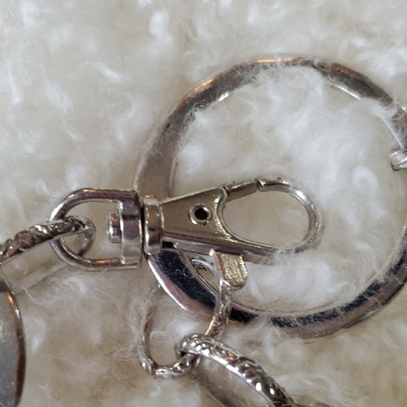 Silver Textured Belt with Circular Links 56 Total Inches 39.5 Inches Large Links - Picture 2 of 4